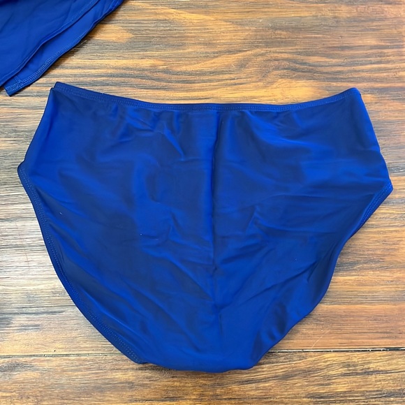 NWT{Hold Pose}Sz S High Neck Midnight Blue Tankini & Bottoms - Picture 11 of 14
